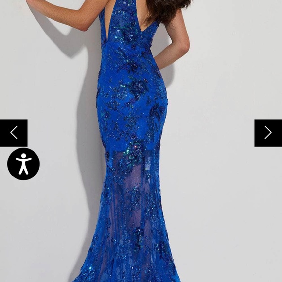 Blue Jasz couture deep v prom dress - Picture 4 of 4